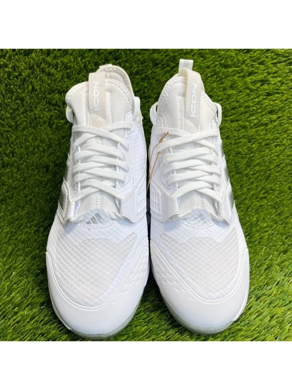 Adidas Icon 8 Boost Mens Size 7 White Silver Running Outdoor Baseball Cleats